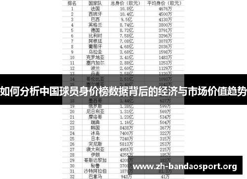如何分析中国球员身价榜数据背后的经济与市场价值趋势