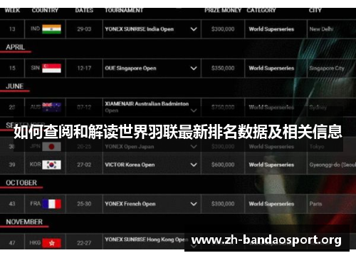 如何查阅和解读世界羽联最新排名数据及相关信息
