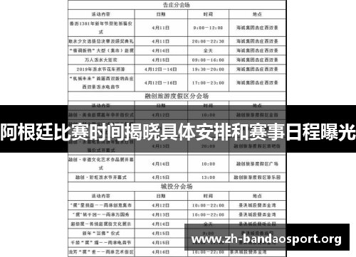 阿根廷比赛时间揭晓具体安排和赛事日程曝光